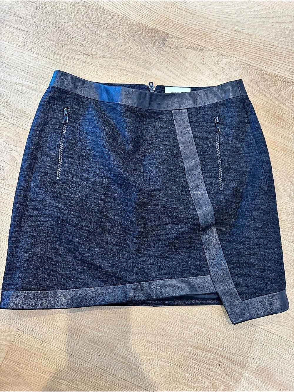 Helmut Lang Abstract Mini Skirt black leather
